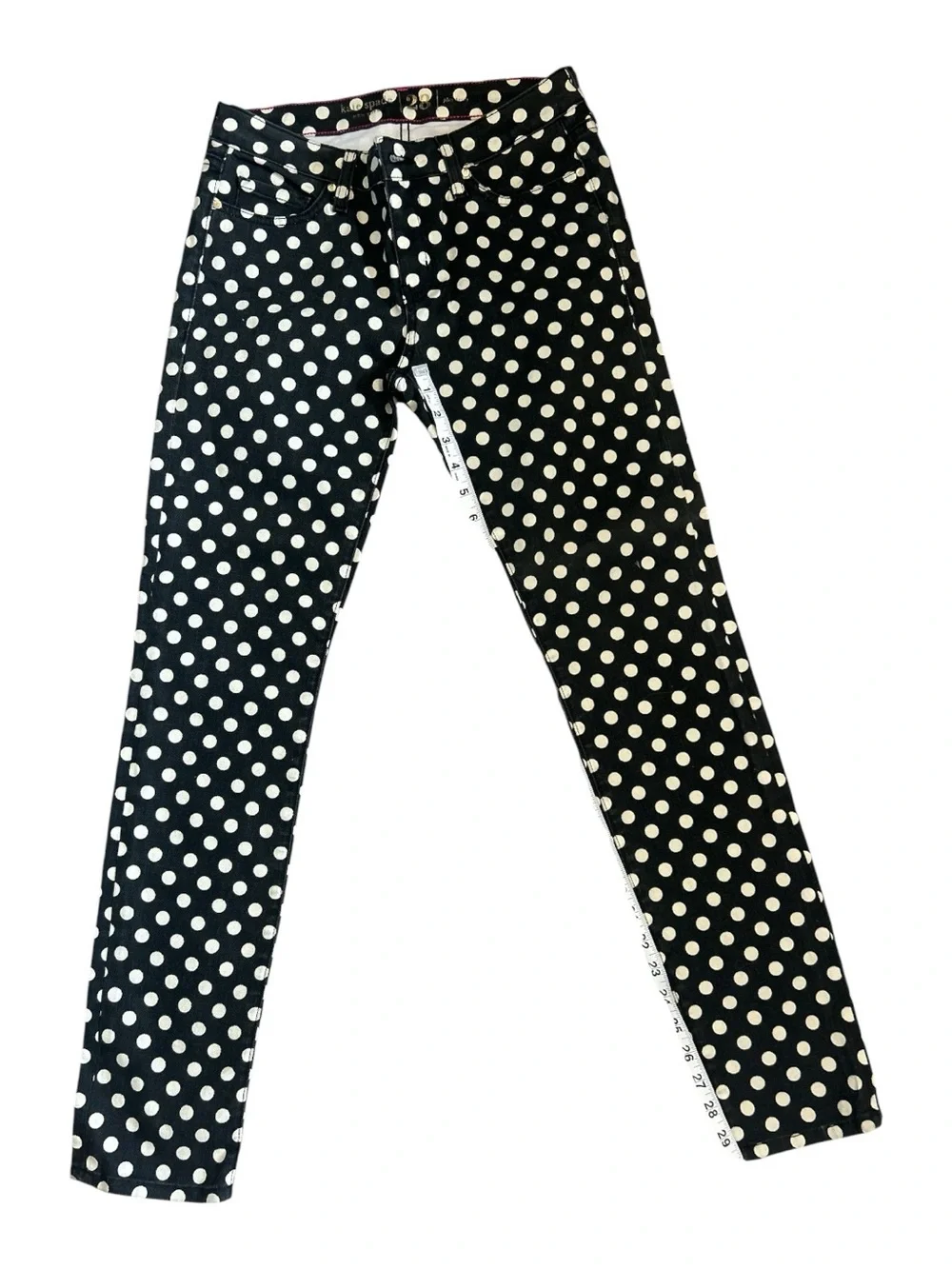Kate Spade Broome Street Polka Dot Skinny Jeans Black White Women’s Made USA